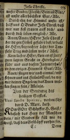 Von der Sendung des heiligen Geistes.