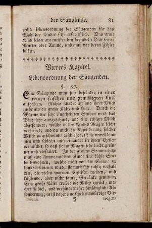 Viertes Kapitel. Lebensordnung der Säugenden.