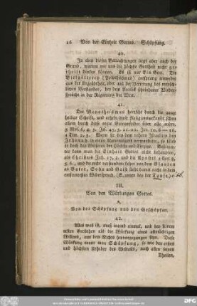 III. Von den Würkungen Gottes.