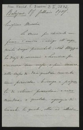 Brief an Ferruccio Busoni : 17.02.1907