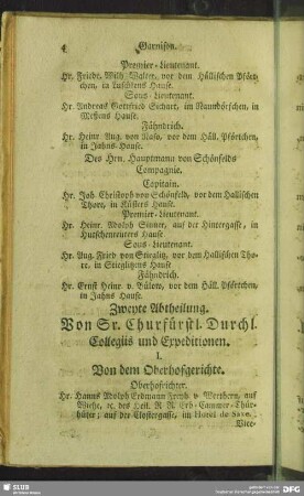 Zweyte Abtheilung. Von Sr. Churfürstlichen Durchl. Collegiis und Expeditionen