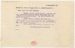 Brief an Karl Weigl : 02.09.1924