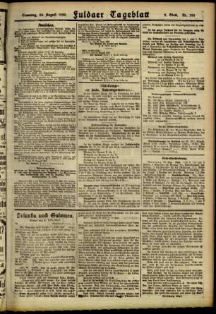 Zweite Ausgabe vom Samstag, den 28. August 1920.