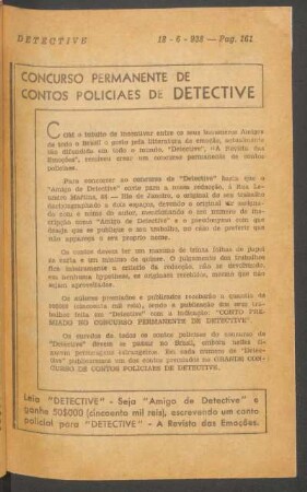 Concurso permanente de contos policiaes de Detective