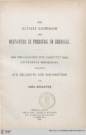Die älteste Bauperiode des Münsters zu Freiburg im Breisgau