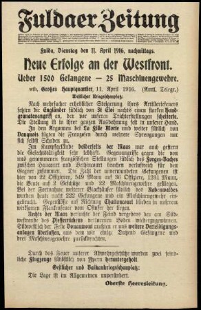 Ausgabe vom Dienstag, den 11. April 1916.