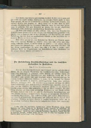 Die Besiedelung Deutsch-Ostafrikas und die deutschen Kolonisten in Palästina