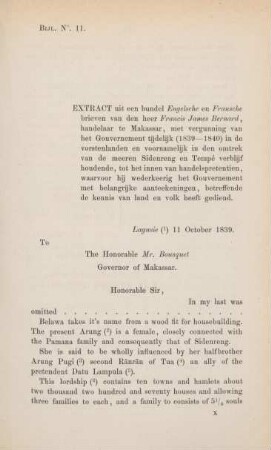 Bijl. No. 11 Extract uit een bundel Engelsche en Fransche brieven van den ...