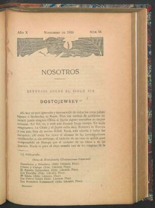 Estudios sobre el siglo XIX : Dostojewsky