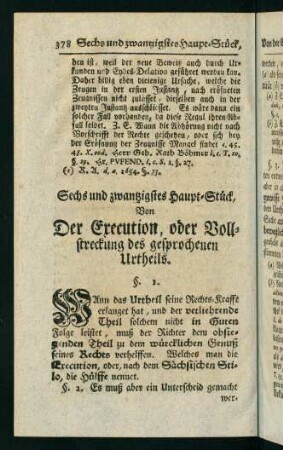 378-396, Sechs und zwanzigstes Haupt-Stück, von der Execution, oder Vollstreckung des gesprochenen Urtheils