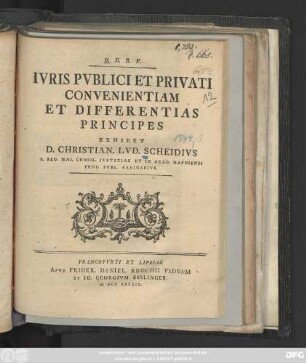 Ivris Pvblici Et Privati Convenientiam Et Differentias Principes