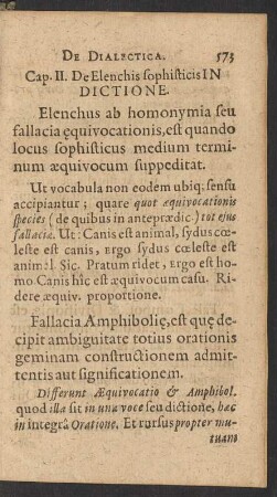 Cap. II. De Elenchis sophisticis Indictione.
