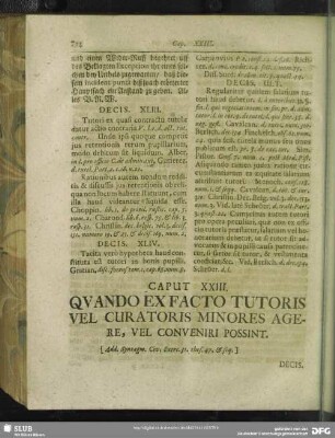 Caput XXIII. Quando Ex Facto Tutoris Vel Curatoris Minores Agere, Vel Conveniri Possint