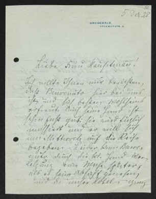 Brief von Hedwig Fischer an Margarete Hauptmann