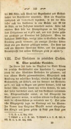 VIII. Das Verfahren in peinlichen Sachen
