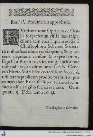 Rev. P. Provincialis approbatio.