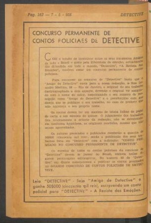 Concurso permanente de contos policiaes de Detective