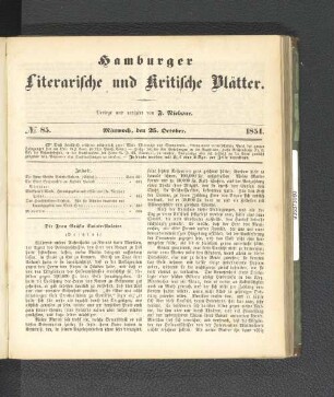 No. 85. 25. Oktober 1854