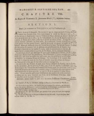 Chapitre VIII. Le Regne de Mahomet II. surnommĕ Fatih, Septieme Sultan.