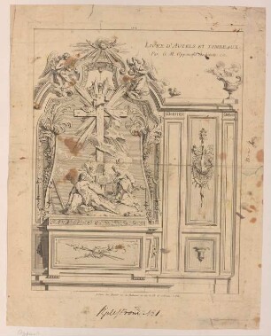 Titelblatt "Livre d'autels et tombeaux" (Grand Oppenord, Taf. 1, CXIV, TT)