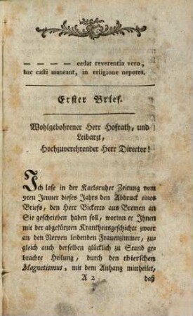 Gesammelte Acten-Stücke zu Aufdeckung des Geheimnisses des sogenannten thierischen Magnetismus