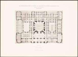 Reichstag, Berlin Zweiter Wettbewerb: Grundriss Hauptgeschoss (aus: Die preisgekrönten Entwürfe zu dem neuen Reichstagsgebäude, Berlin 1882)