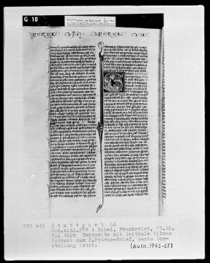 Bibel — Initiale S (imon Petrus), darin Apostel Petrus, Folio 462recto