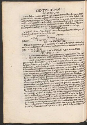 Mauri Servii Honorati Grammatici Centimetrum