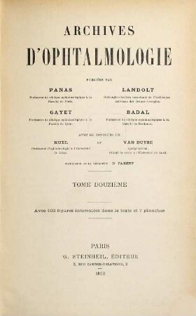 Archives d'ophtalmologie. 12. 1892