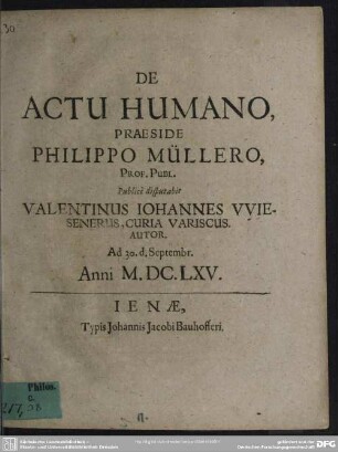 Dissertatio de actu humano