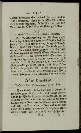 Erstes Hauptstueck. Rechtschaffene Gesinnungen gegen Gott