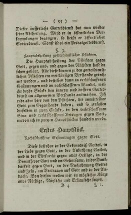 Erstes Hauptstueck. Rechtschaffene Gesinnungen gegen Gott