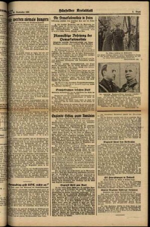 Zweite Ausgabe vom Montag, den 25. September 1939.