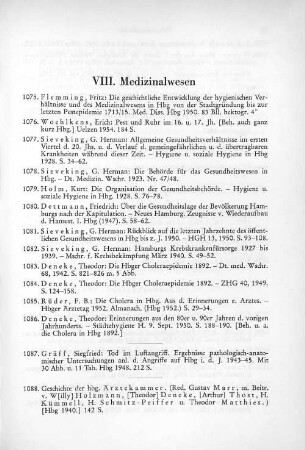 VIII. Medizinalwesen