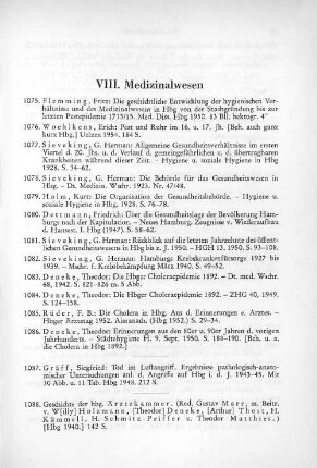 VIII. Medizinalwesen