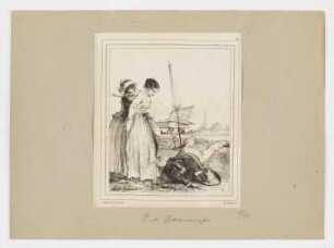 Tiens, c’est un artiste!.....il dort, Blatt 10 der Folge "A la campagna", in: "Le Charivari", Paris 1850