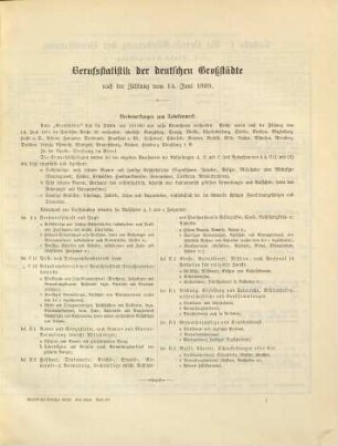 Berufsstatistik der deutschen Großstädte : Berufs- u. Gewerbezählung vom 14. Juni 1895, 1