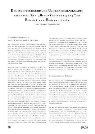 Deutsch-tschechische Unternehmenskommunikation