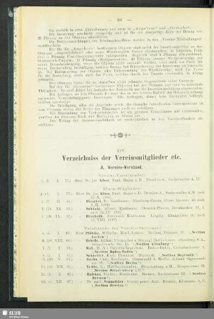 XIV. Verzeichniss der Vereinsmitglieder