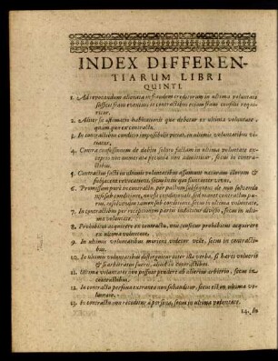 Index Differentiarum Libri Quinti.