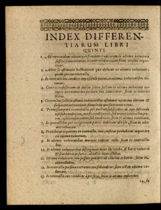Index Differentiarum Libri Quinti.