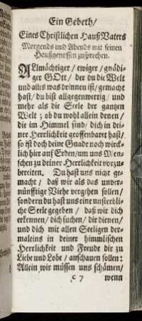 Ein Gebeth, Eines Christlichen Hauß Vaters.