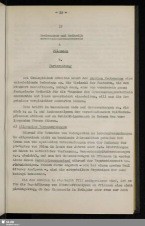 IV Probenahme und Methodik