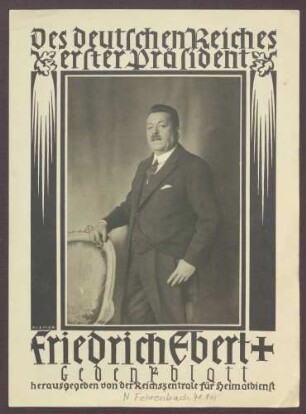 Gedenkblatt auf Friedrich Ebert