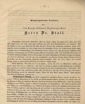 Biographische Notizen über den Königl. Geheimen Regierungs-Rath Herrn Dr. Stoll