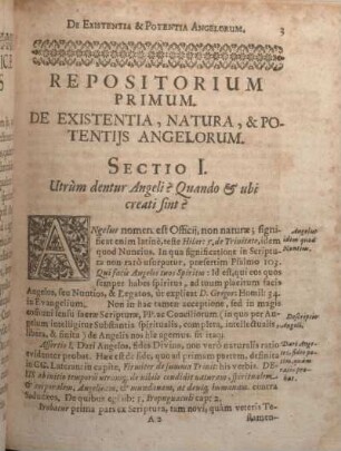 Sectio I. Utrùm dentur Angeli? Quando & ubi creati sint?