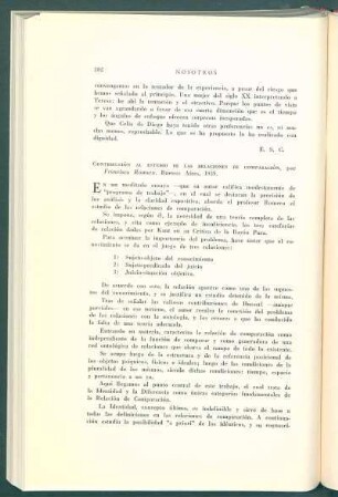 Contribución al estudio de las relaciones de comparación, por Francisco Romero