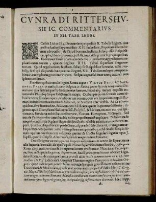 Cunradi Rittershusii Ic. Commentarius In XII. Tabb. Leges.
