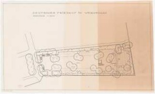 Friedhof und Ehrenmal, Weruschau: Lageplan Friedhof mit Grünflächen 1:200