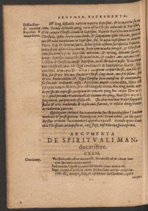 Argumenta De Spirituali Manducatione.